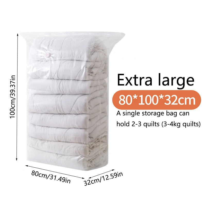 1pc No Need Pump Vacuum Bags Large Plastic Storage Bags for Storing Clothes Blankets Compression Empty Bag Travel Accessories