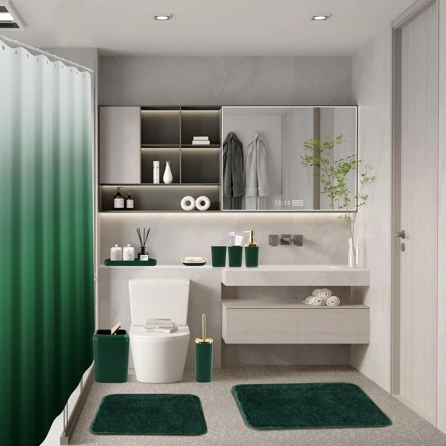 Ombre Bathroom Set 24-Piece With Shower Curtain And Accessories