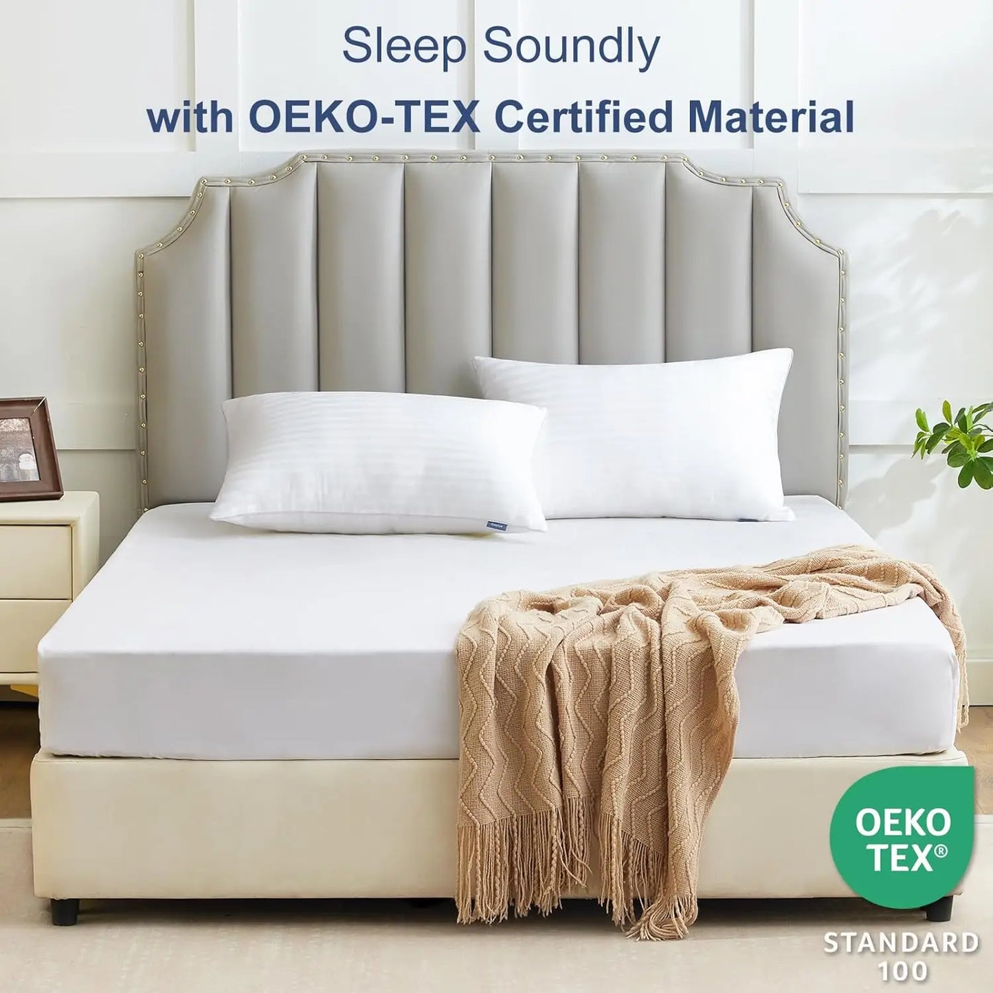 Set Of 4 Hotel Quality Cooling Pillows With Down Alternative