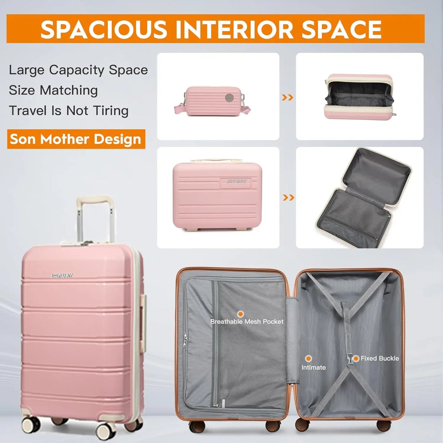 JoywayCN Travel Luggage Sets 5-Piece Carry-On Spinner Suitcase Set
