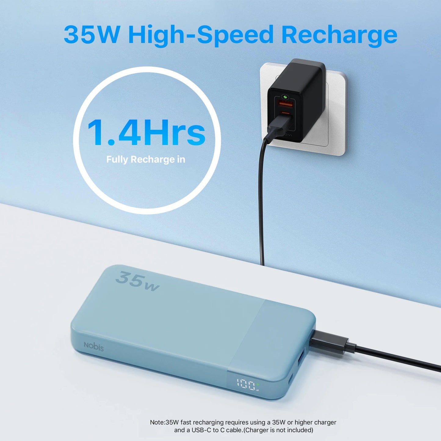 Nobis N3510 10000mAh Slim Power Bank 35W Fast Charging