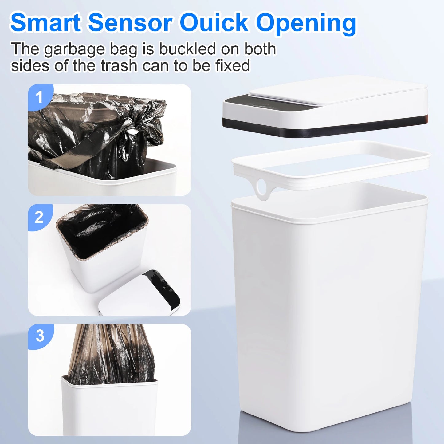NONECN Two Pack Slim Touchless Motion Sensor Trash Cans