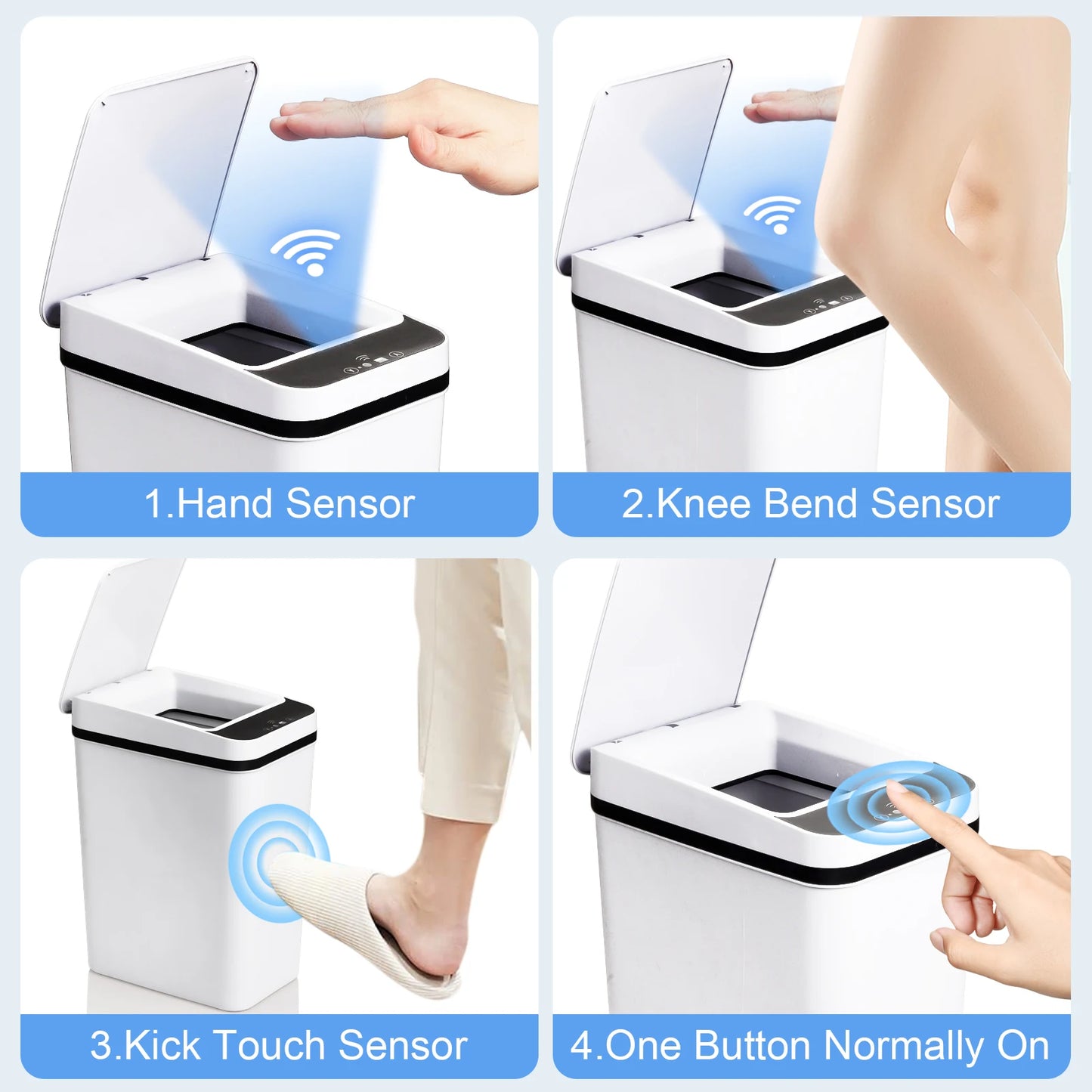 NONECN Two Pack Slim Touchless Motion Sensor Trash Cans