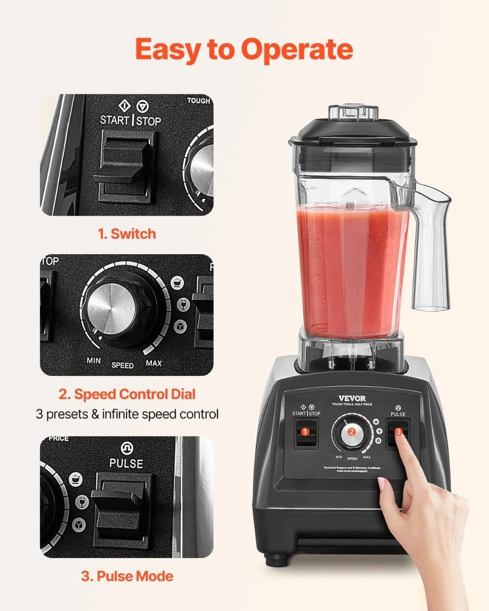 Professional Blender 1400W For Smoothies And Sauces