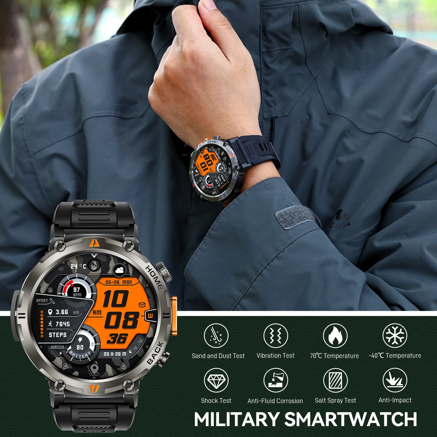 EIGIIS KE3 Bluetooth Calling Smartwatch For Men With Health Monitor