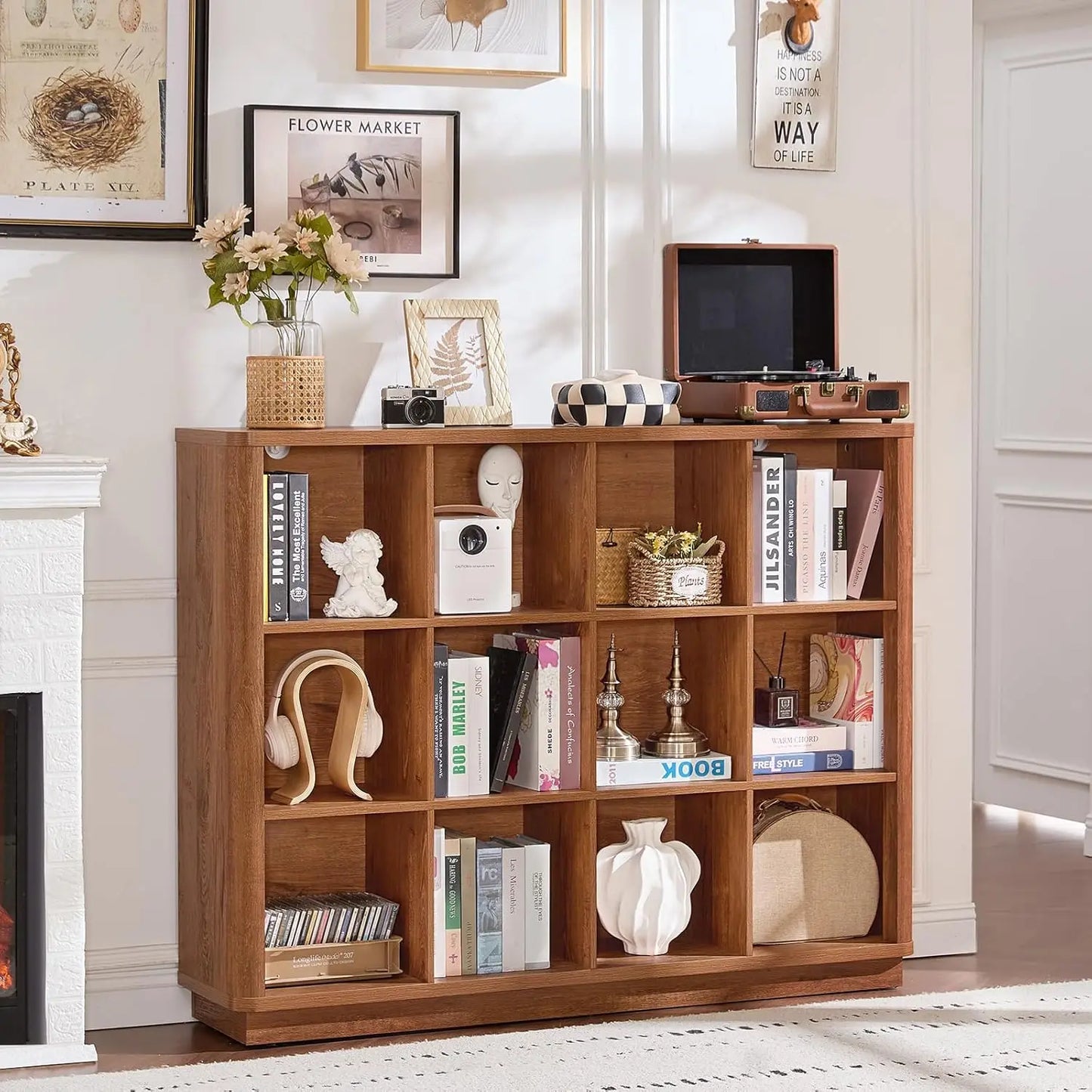 Guangbai 3-Tier Cubby Bookcase Floor Storage Organizer