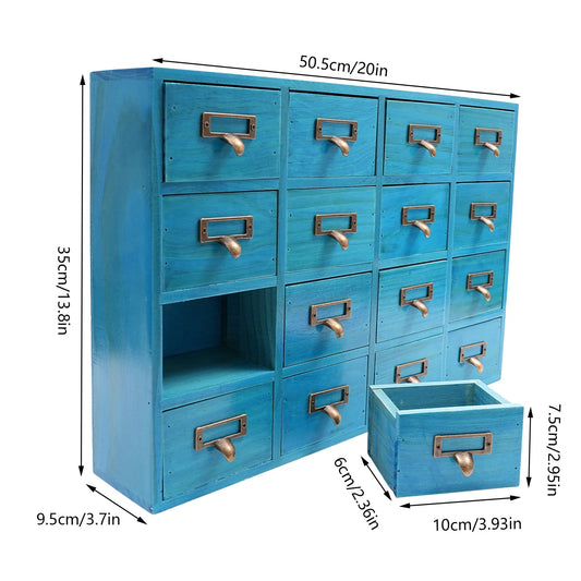 Wooden Apothecary Cabinet 16 Drawers Desk Organizer