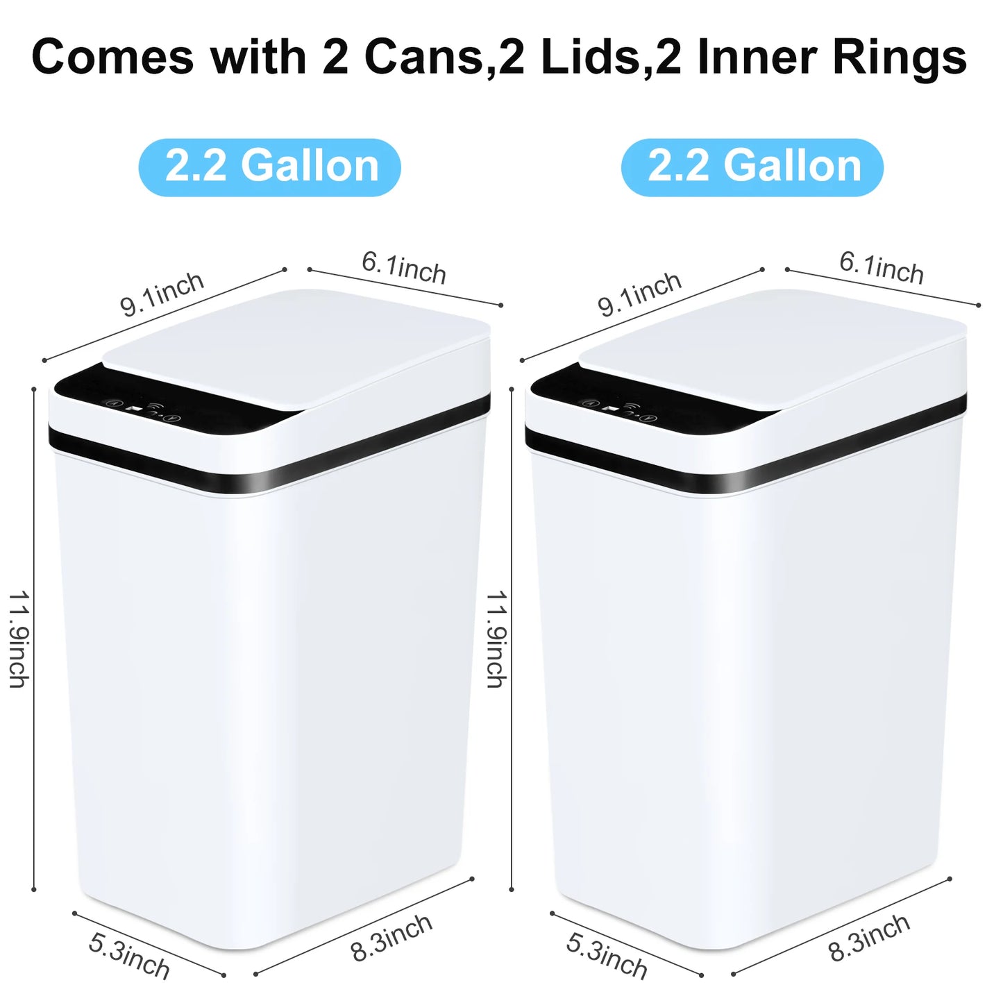 NONECN Two Pack Slim Touchless Motion Sensor Trash Cans