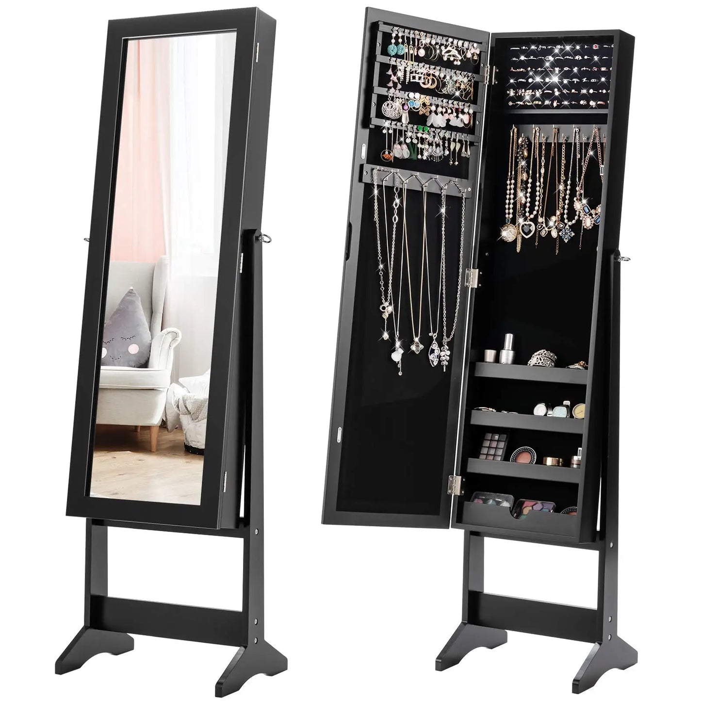 Giantex Jewelry Armoire With Full Length Mirror And Adjustable Angles