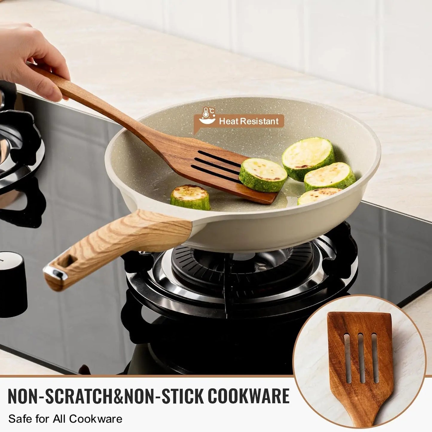 10-Piece Natural Teak Wooden Kitchen Utensil Set