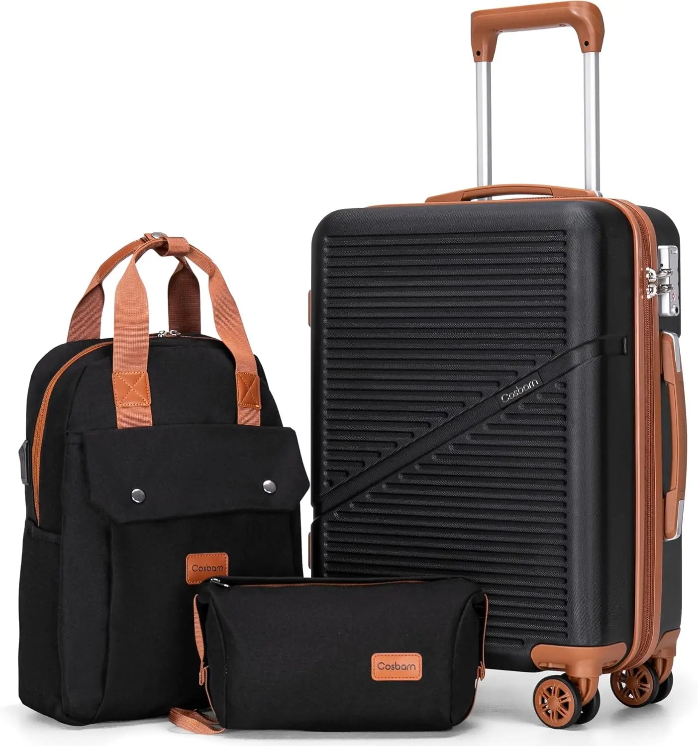 Airline Approved 3-Piece Carry-On Luggage Set With Wheels TSA Lock