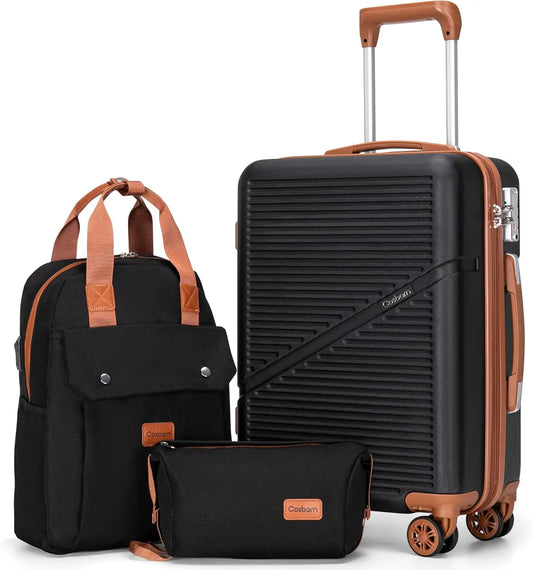 Airline Approved 3-Piece Carry-On Luggage Set With Wheels TSA Lock