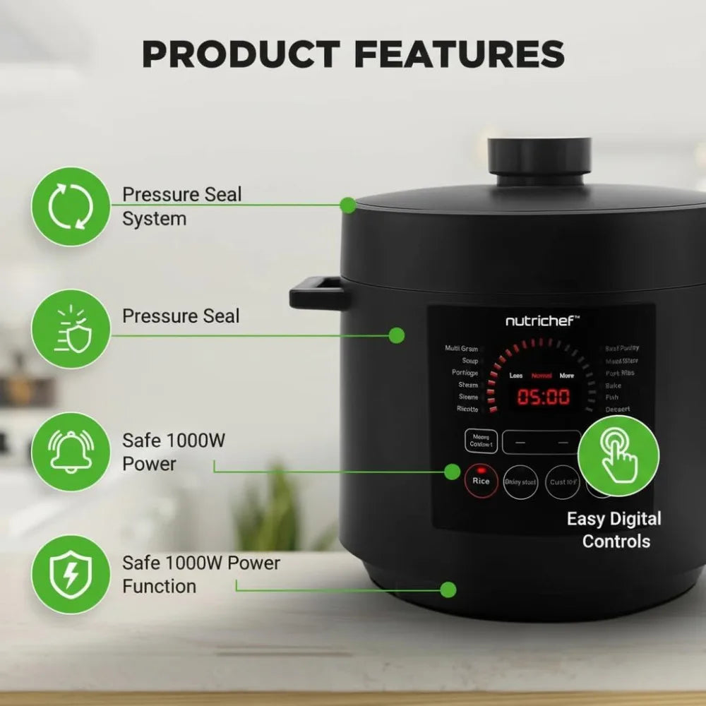 Electric Pressure Cooker With 9 Functions And Digital Timer