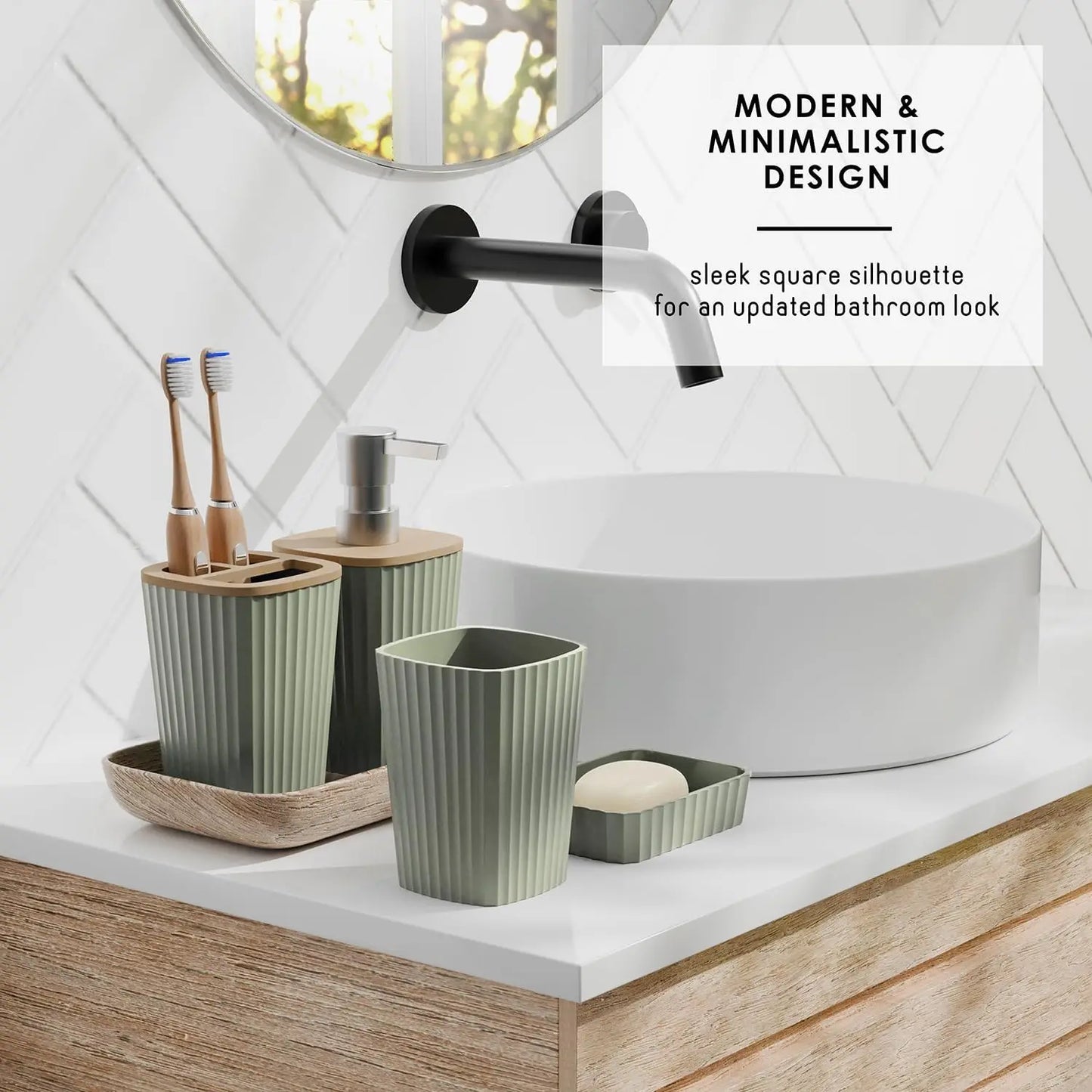 6-Piece Bathroom Accessory Set With Toilet Brush And Dispenser