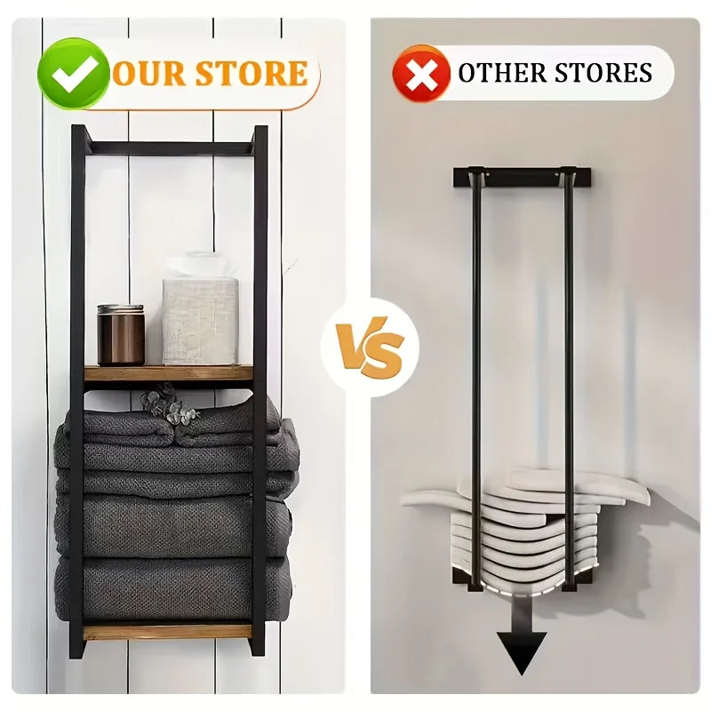 Two-Tier Carbon Steel French Country Wall Mounted Towel Rack