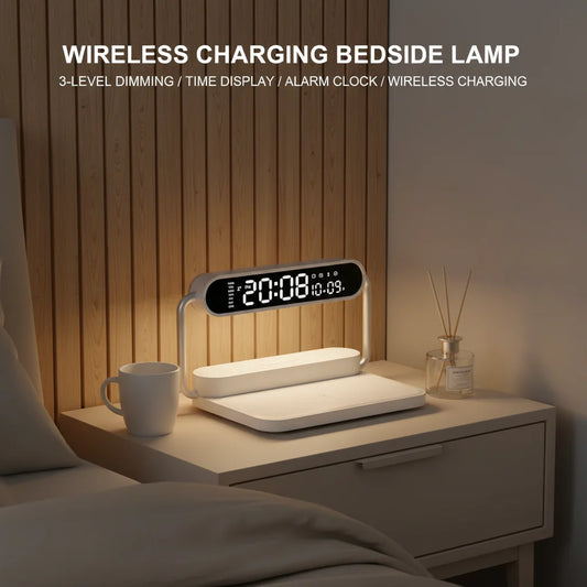 Wireless Charging Alarm Clock With Dimmable Lamp Touch Night Light