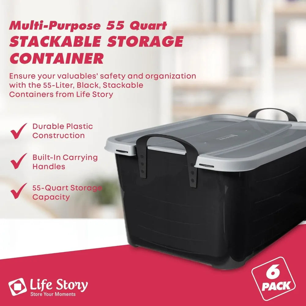 Life Story Stackable Storage Bins With Durable Handles