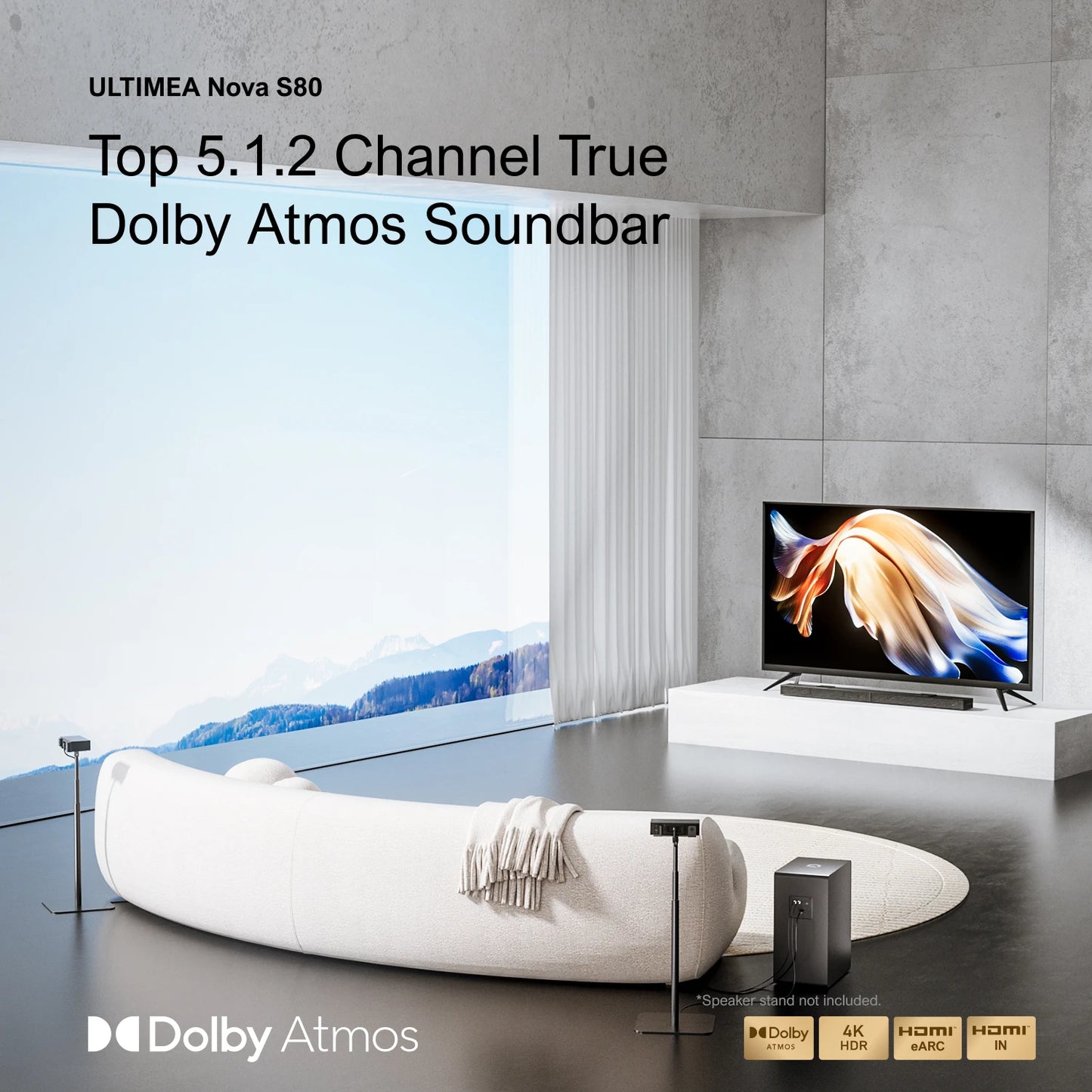 ULTIMEA 5.1.2 Dolby Atmos Soundbar with Wireless Subwoofer