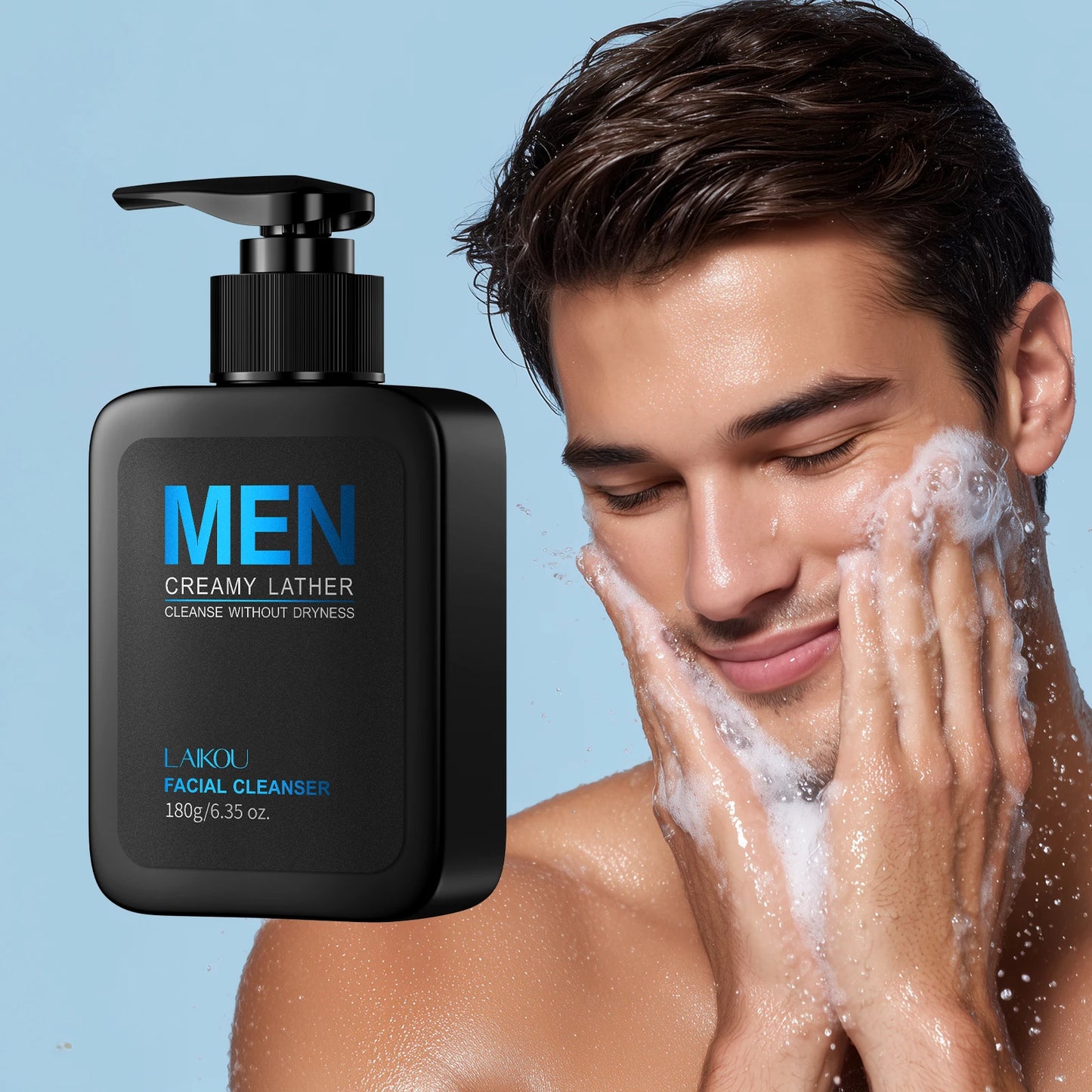 Laikou Men Skincare Set Four Piece Lazy Cream Cleanser Toner