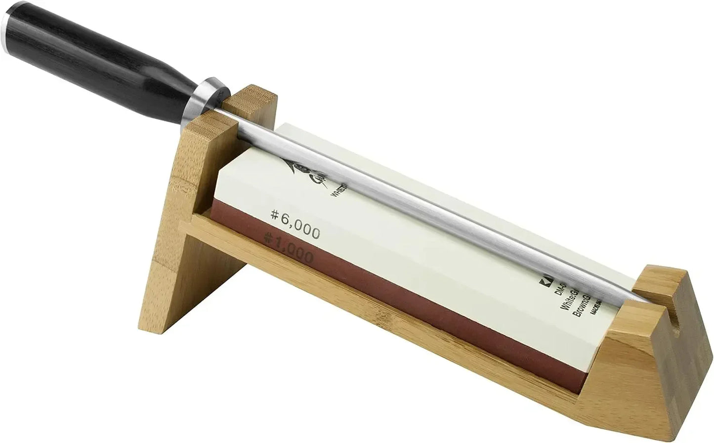 Kai Ab 3-Piece Whetstone Sharpening System Bamboo Stand Honing Steel