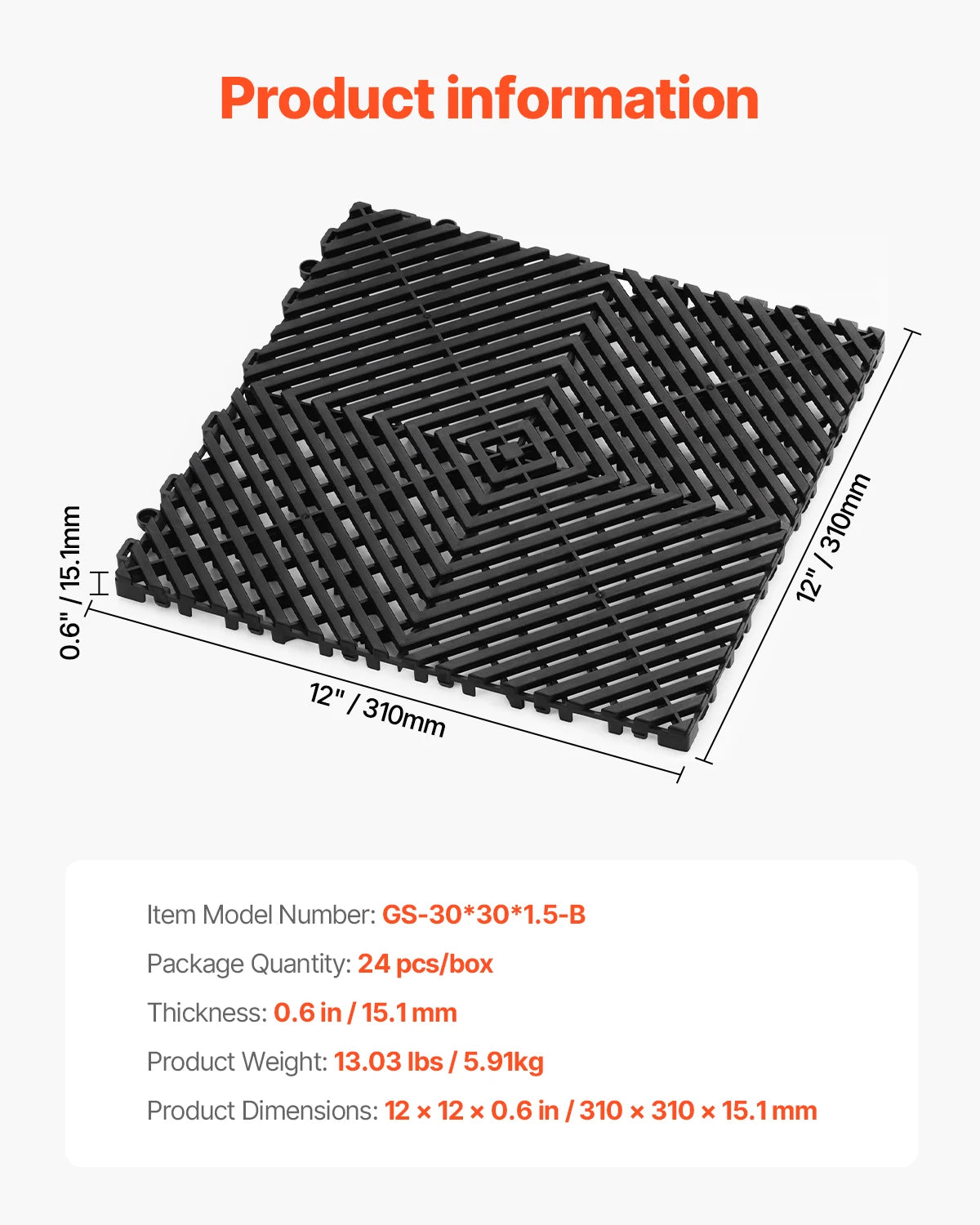 SucceBuy Interlocking Drainage Mat Non Slip PP Floor Tile Shower Mat