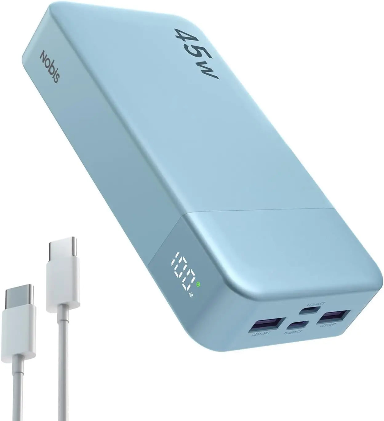 NOBIS 20000mah Power Bank 45W Fast Charging Portable Charger External Battery Pack with LED Display for iPhone Android Laptop