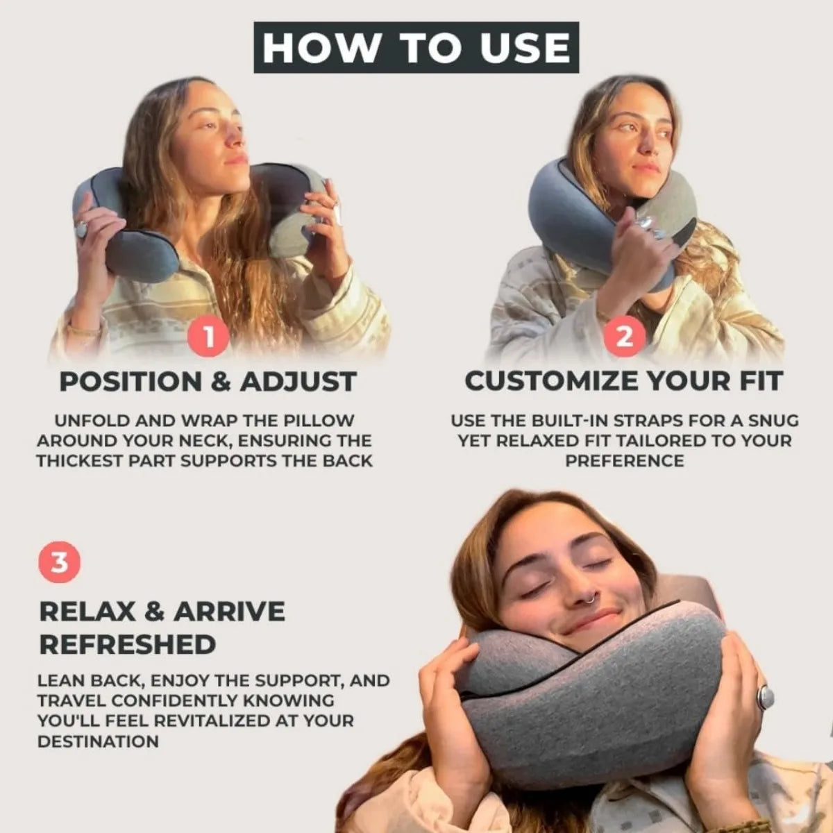 XIUWO Ergonomic Memory Foam Neck Pillow For Travel And Home