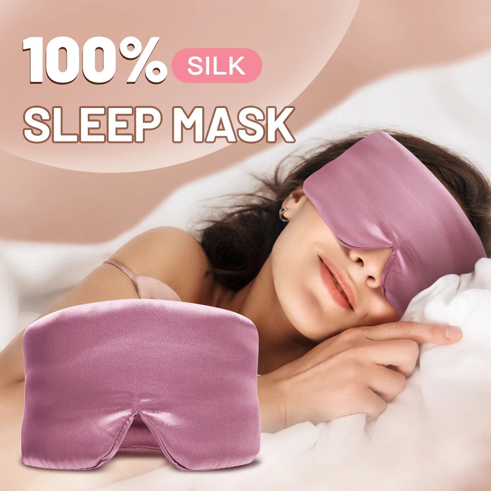 Mulberry Silk Sleep Mask With Adjustable Headband Light Blocking Travel
