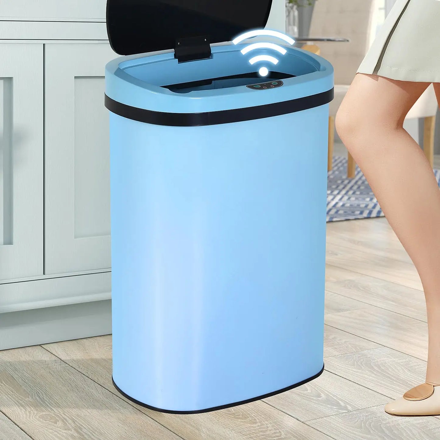 Stainless Steel Touchless Trash Can With Motion Sensor