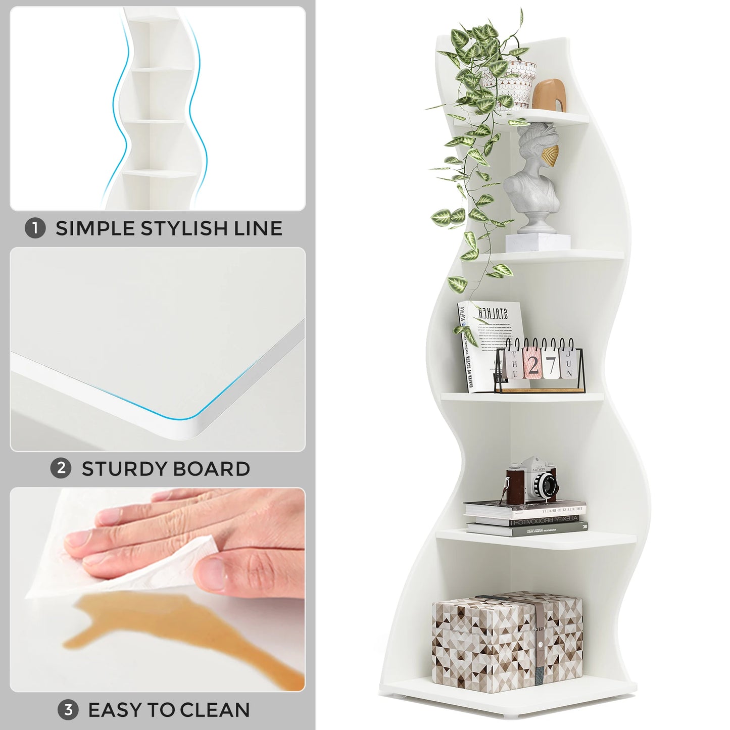 Tribesigns 5-Tier Corner Bookshelf Wall Plant Stand
