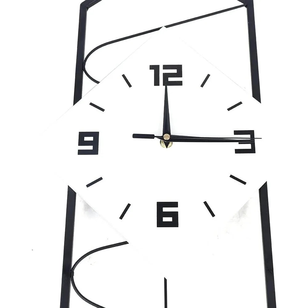 Silent Quartz Metal Wall Clock With Pendulum For Modern Decor