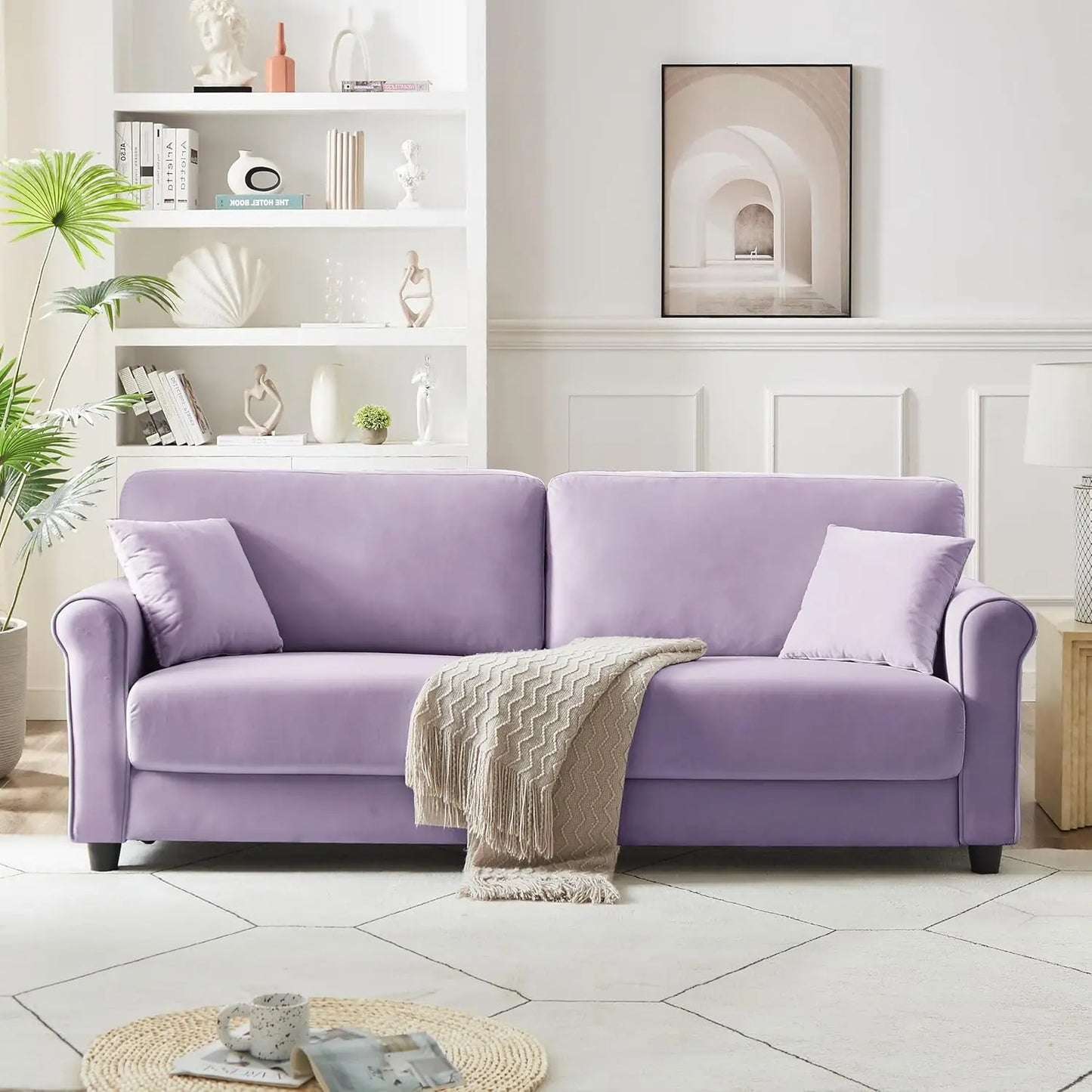 XIAOLANG Velvet Loveseat Sofa Modern L-Shaped 2-Seater Couch