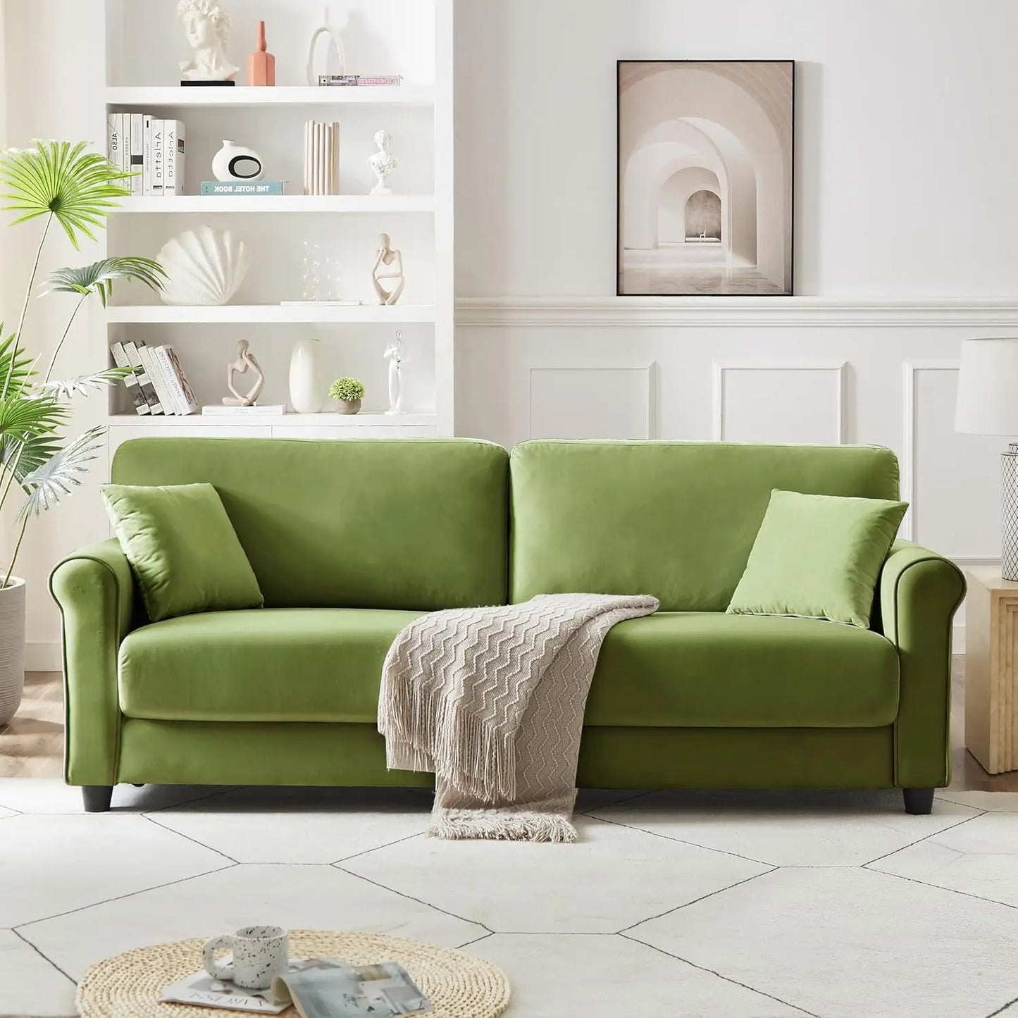 XIAOLANG Velvet Loveseat Sofa Modern L-Shaped 2-Seater Couch