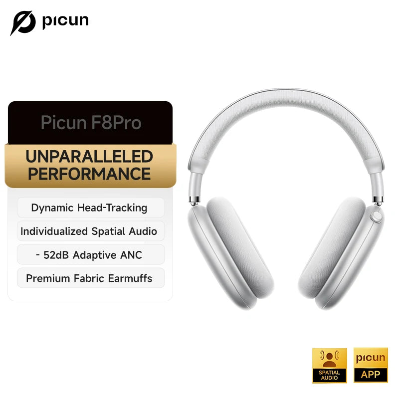 Picun F8 Pro ANC Wireless Headphones with 3D Spatial Audio