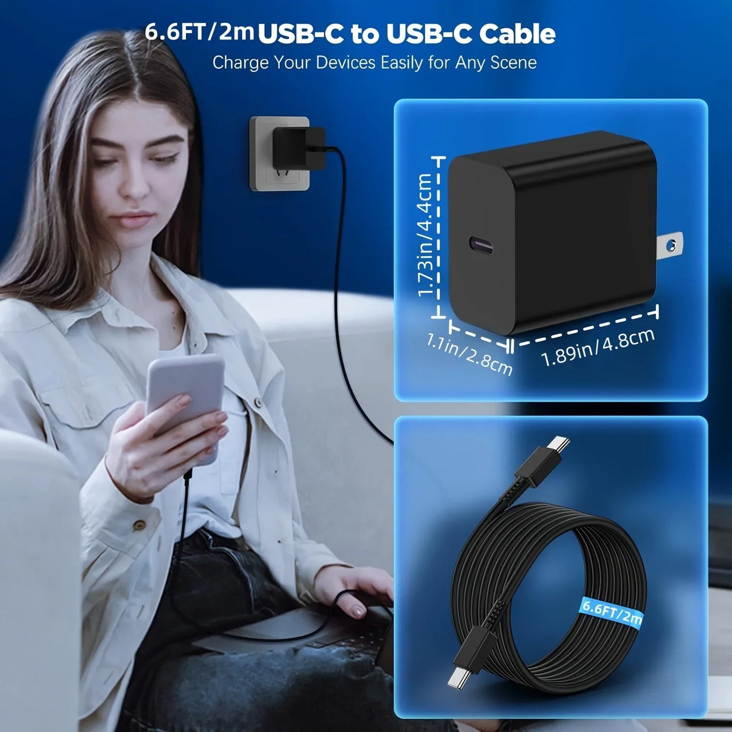 2Pack 45W For Samsung Super Fast Charger Block &6.6FT USBC Cable For Galaxy S24 Ultra/S24+/S23 S22 S21 Ultra/Plus, IPad Pro/Air