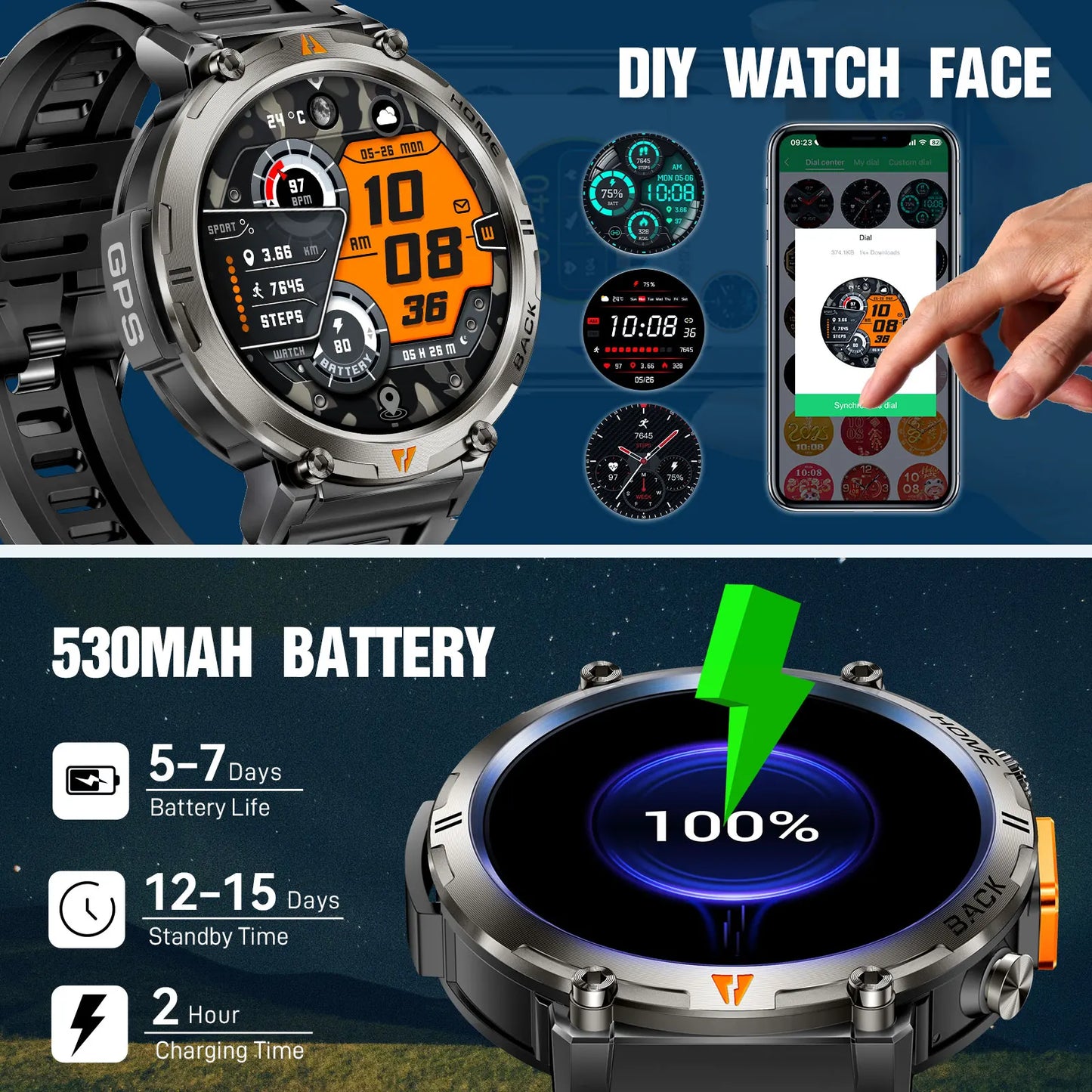 EIGIIS KE3 Bluetooth Calling Smartwatch For Men With Health Monitor