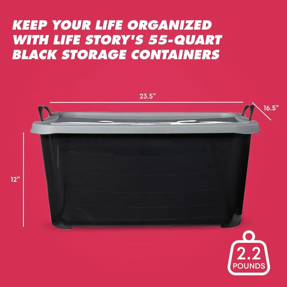 Life Story Stackable Storage Bins With Durable Handles