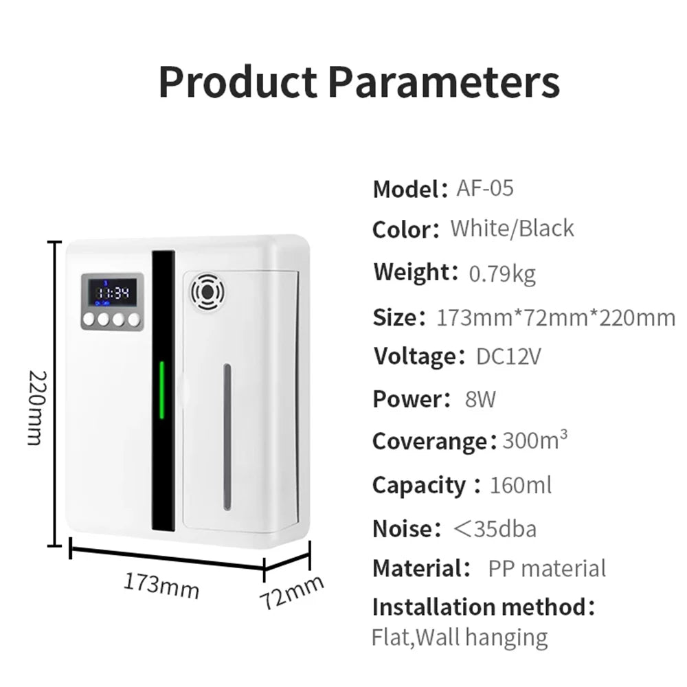 NAMSTE 300m³ Room Fragrance Diffuser Bluetooth Control Wall Mounted Hotel Air Freshener 160ML Essential Oils Diffusers For Home