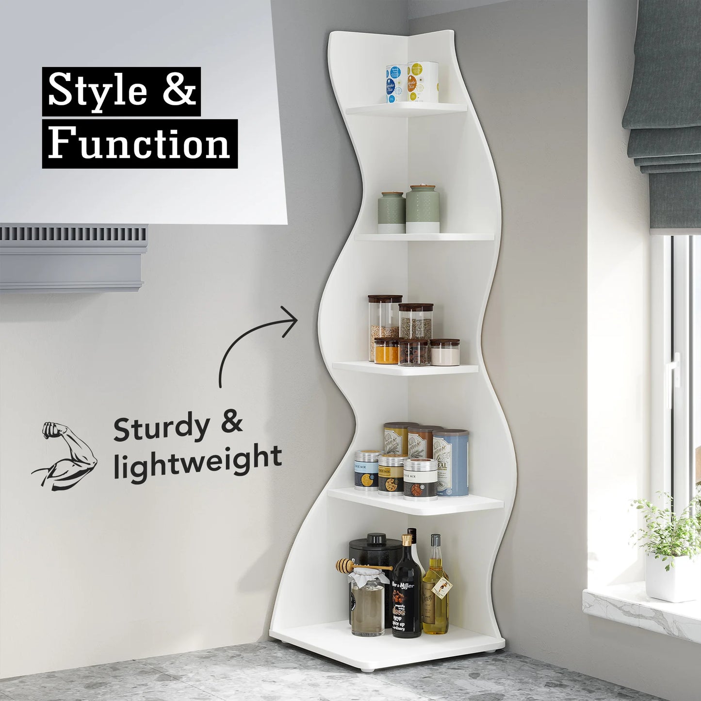 Tribesigns 5-Tier Corner Bookshelf Wall Plant Stand