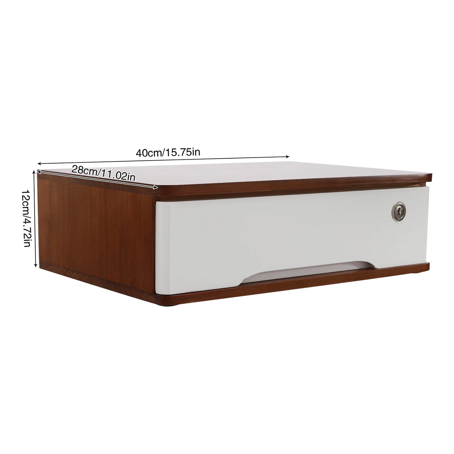 Wooden Desktop Storage Box Organizer With Lockable Drawers