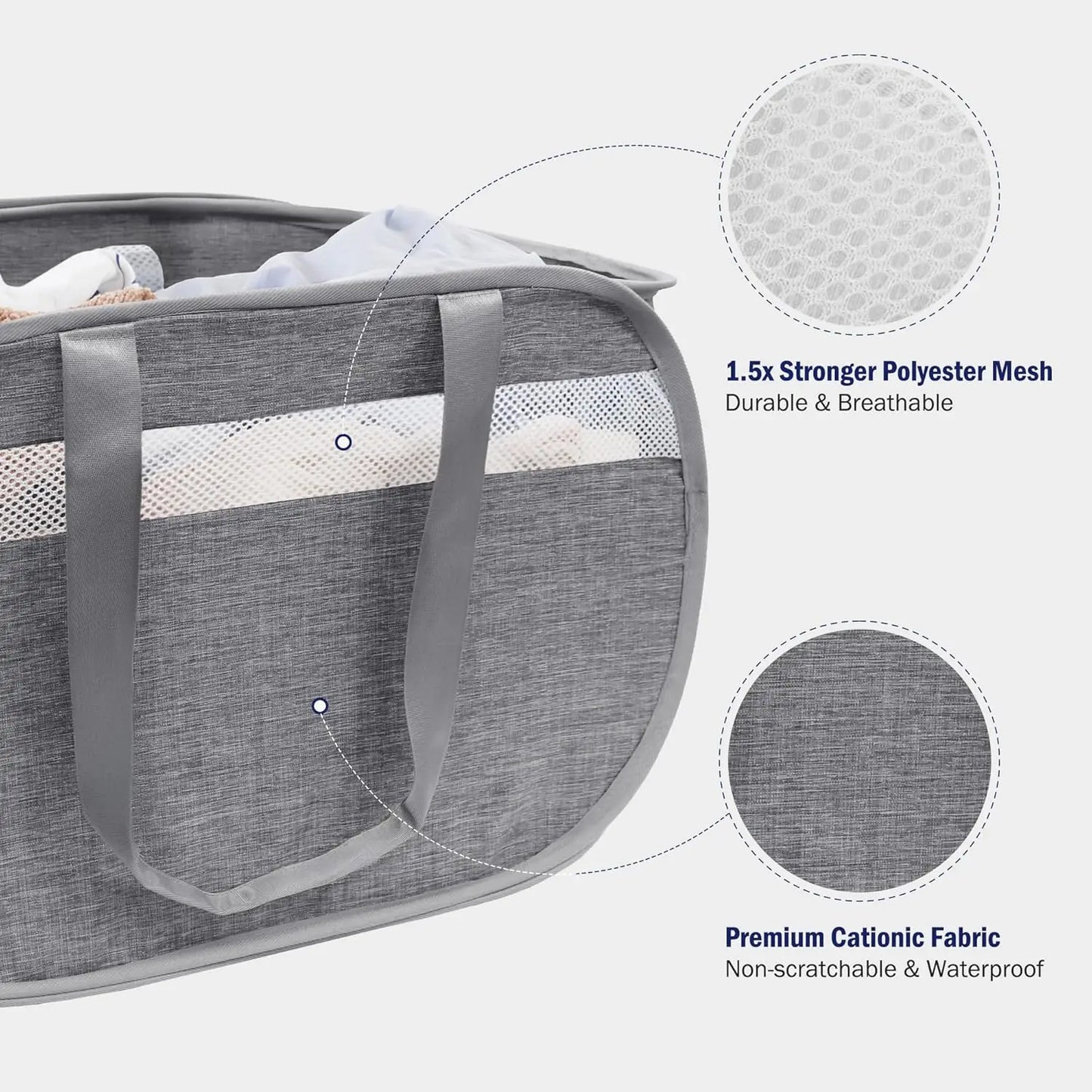 Collapsible Laundry Basket Foldable Pop Up Hamper With Handles Durable