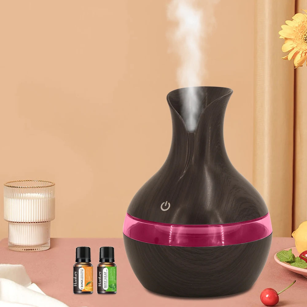 300ml USB Aromatherapy Humidifier Touch Control with 2 Essential Oils Portable for Travel Workspace Home