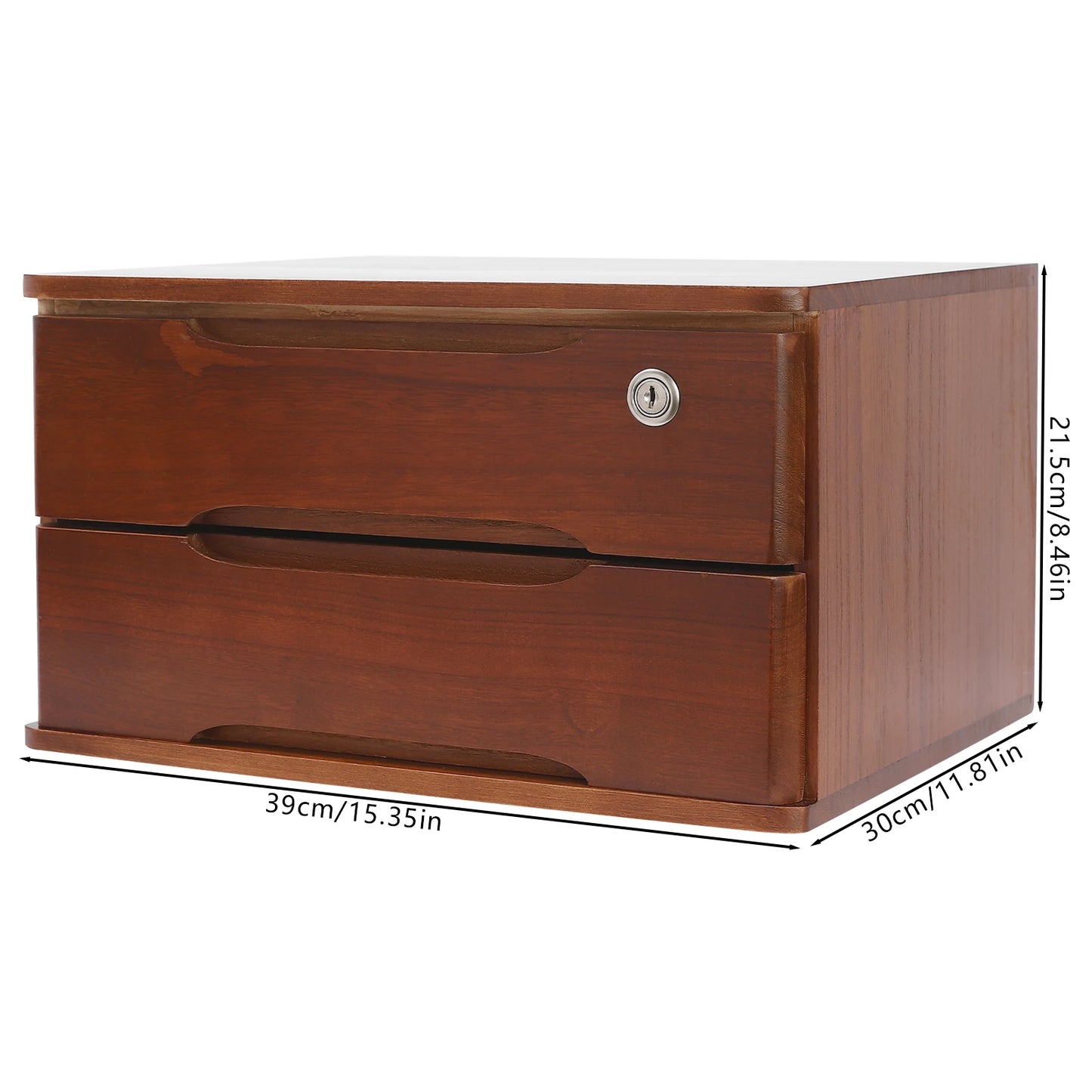 Wooden Desktop Storage Box Organizer With Lockable Drawers