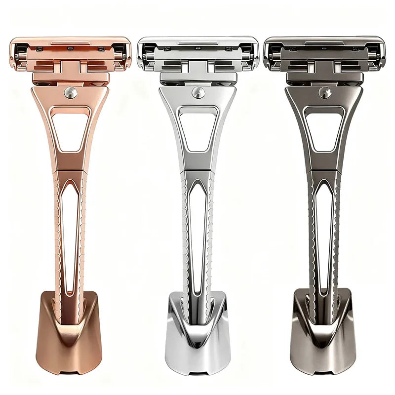 Shavcooo GP600 Glide 6.0 Pro Stainless Steel 4 Half Blades Safety Razor DIY Magnetic Rotate head Shaver for Men Shaving Kit Gift