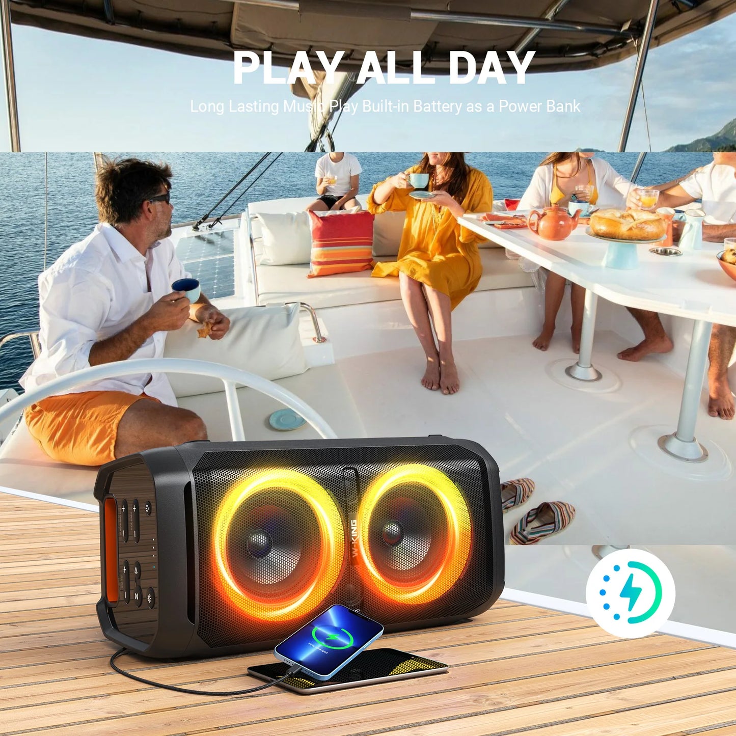 W-King 100W Bluetooth Speaker IPX6 Waterproof Portable Boombox Deep Bass