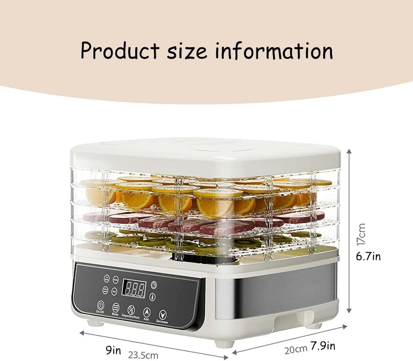 Five Layer Food Dehydrator For Fruit And Vegetables Adjustable Temperature
