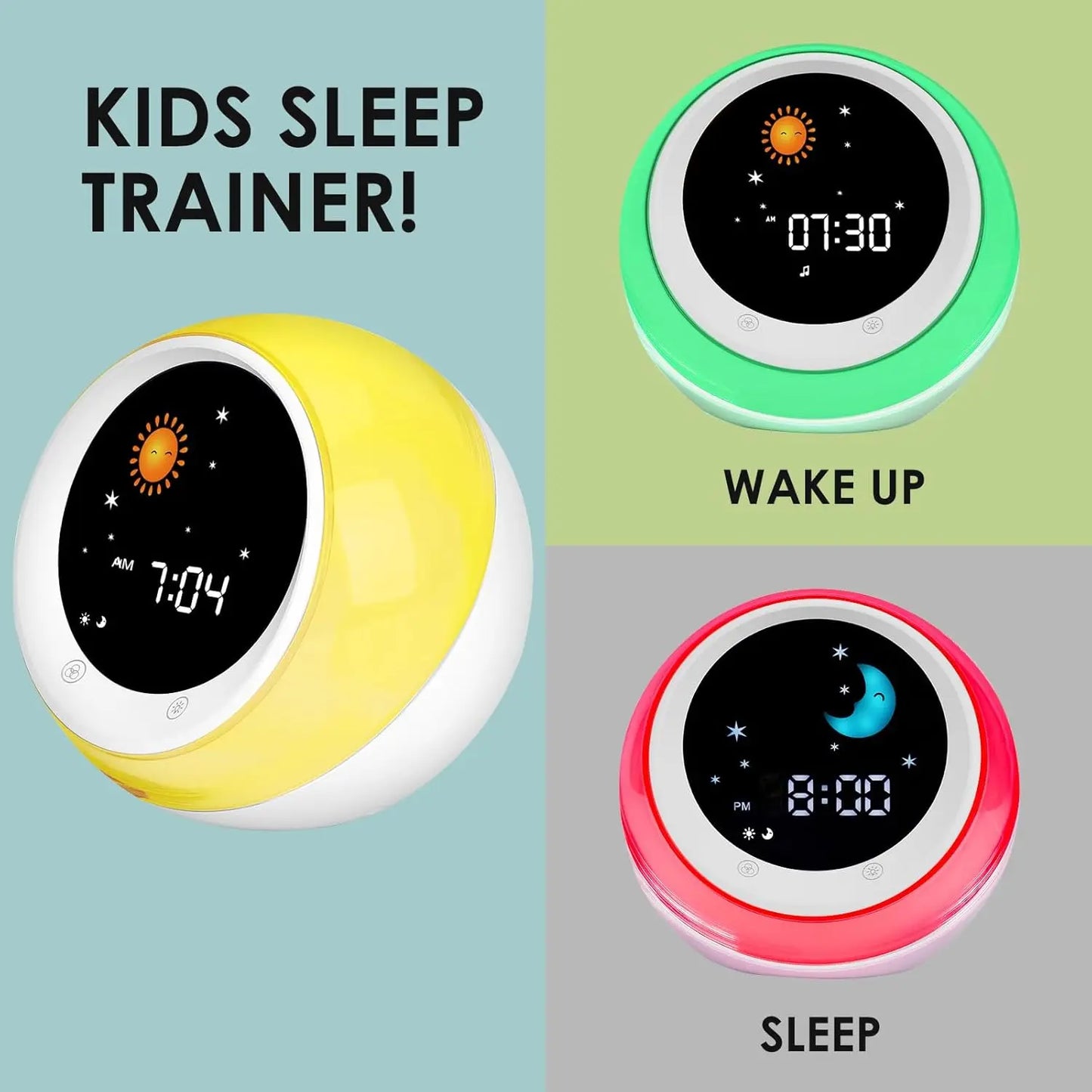 Wake Up Alarm Clock With Sleep Trainer For Kids