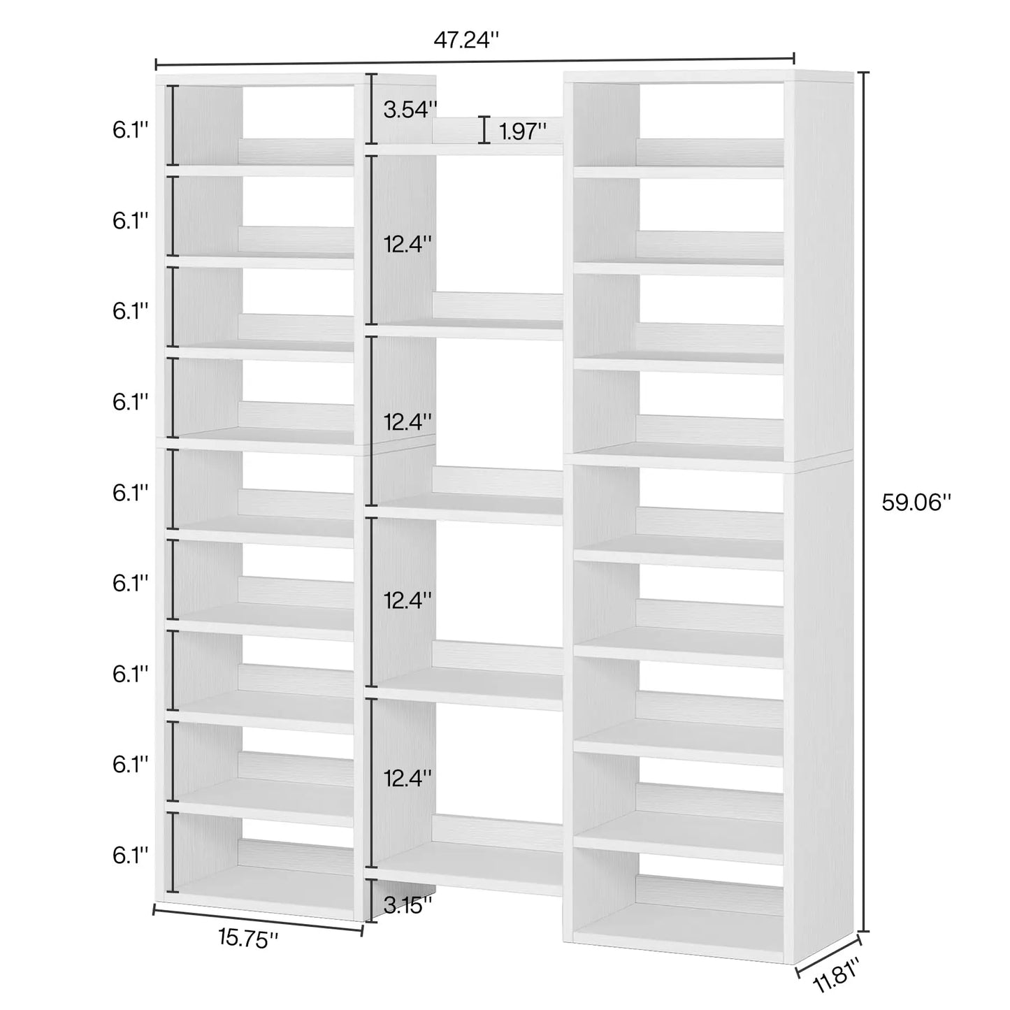 Wooden 14-Tier Freestanding Shoe Rack With Open Cubbies