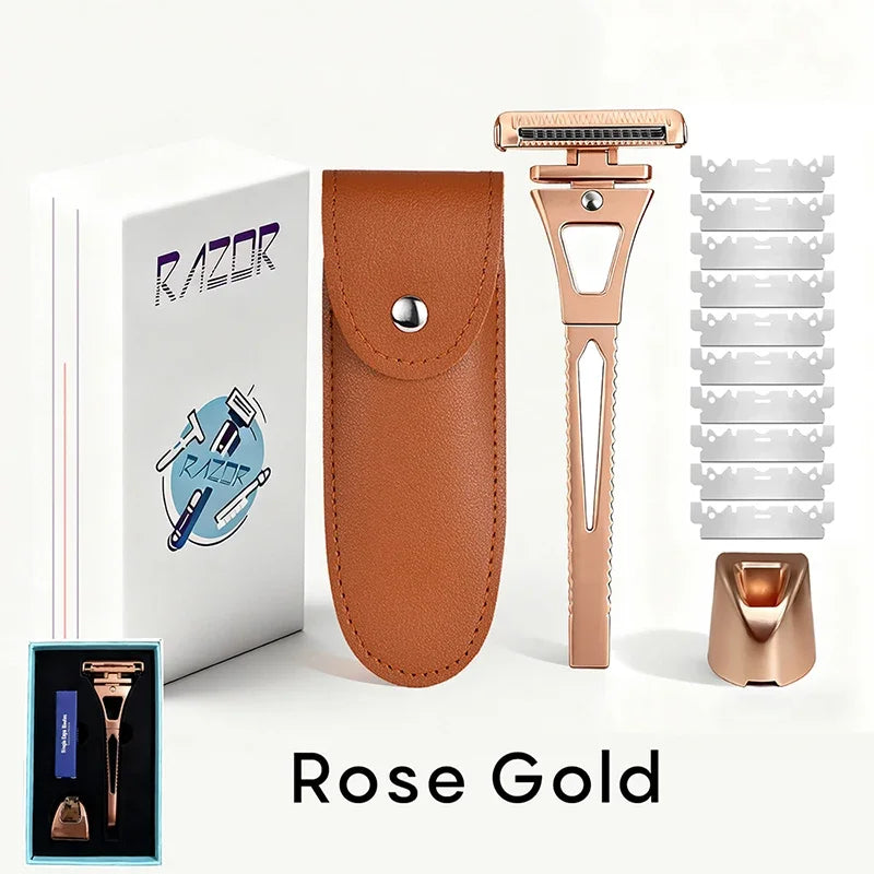 Shavcooo GP600 Glide 6.0 Pro Stainless Steel 4 Half Blades Safety Razor DIY Magnetic Rotate head Shaver for Men Shaving Kit Gift