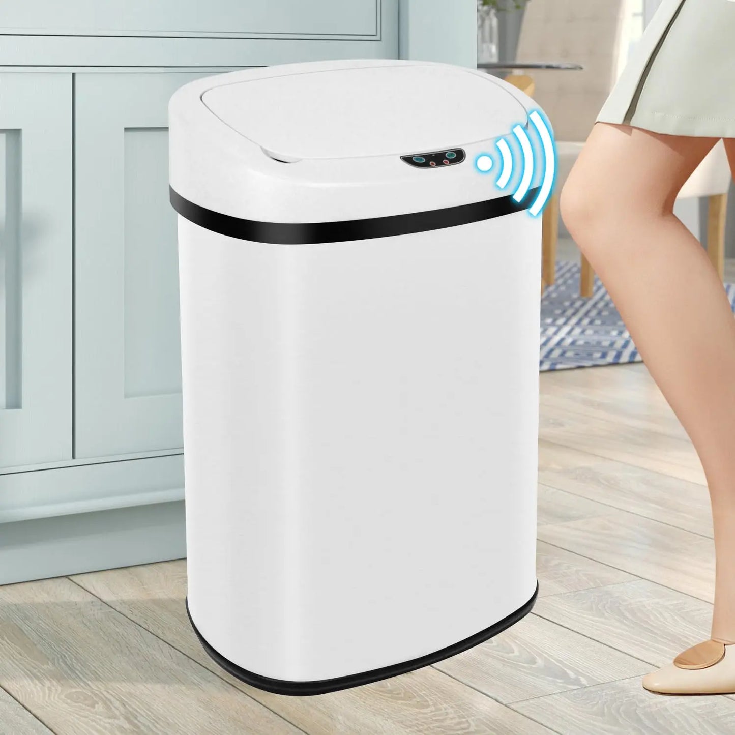 Stainless Steel Touchless Trash Can With Motion Sensor